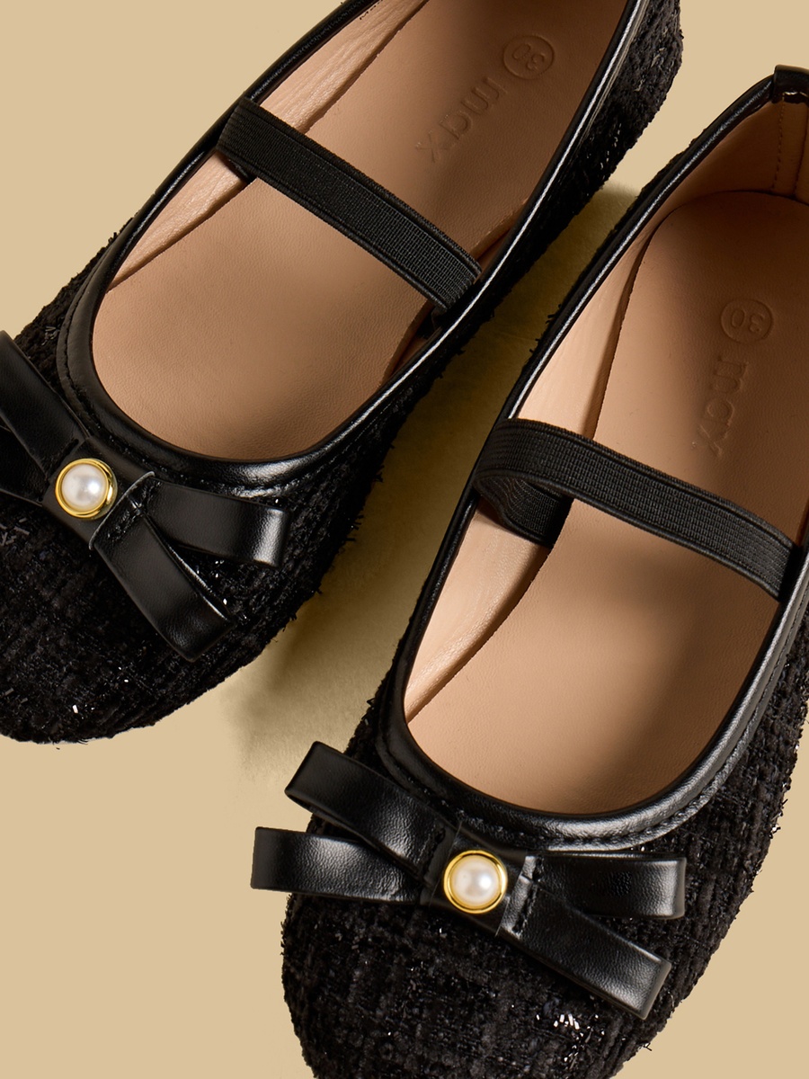 Pearl Embellished Ballerina Shoes with Elasticated Strap