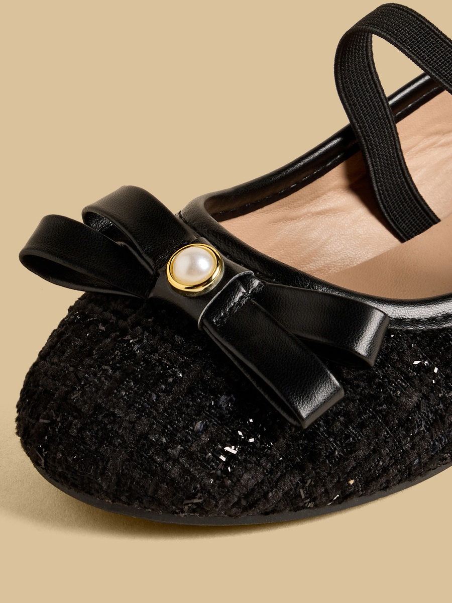 Pearl Embellished Ballerina Shoes with Elasticated Strap