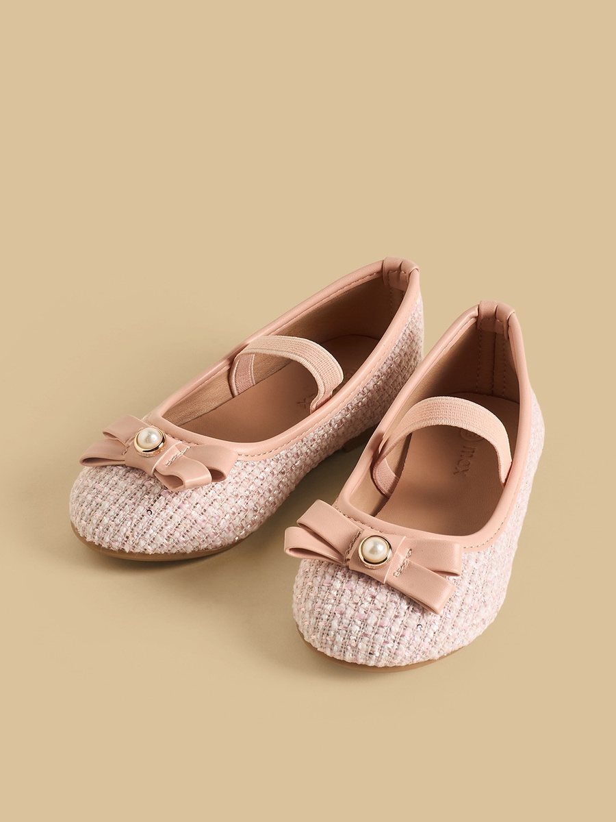 Bow Accent Ballerina Shoes with Elasticated Strap