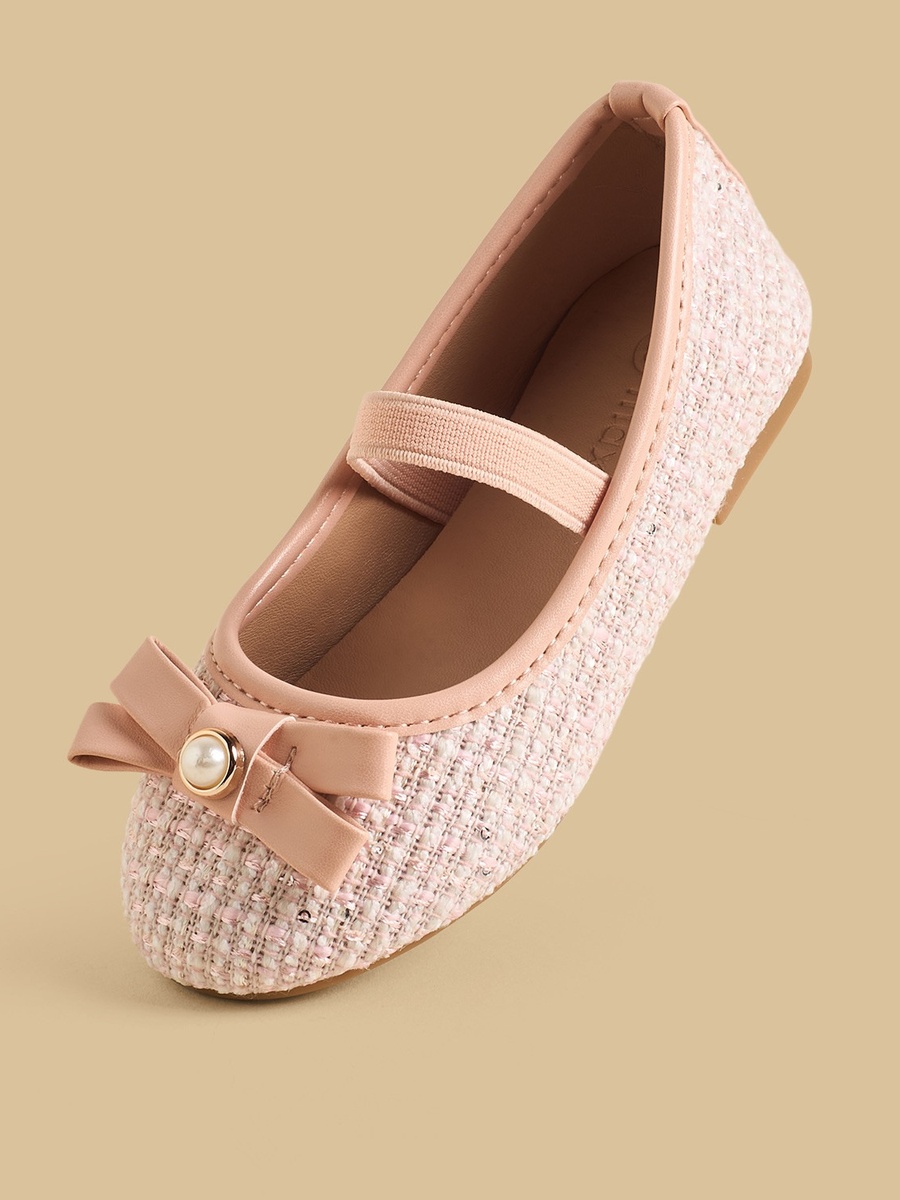 Bow Accent Ballerina Shoes with Elasticated Strap