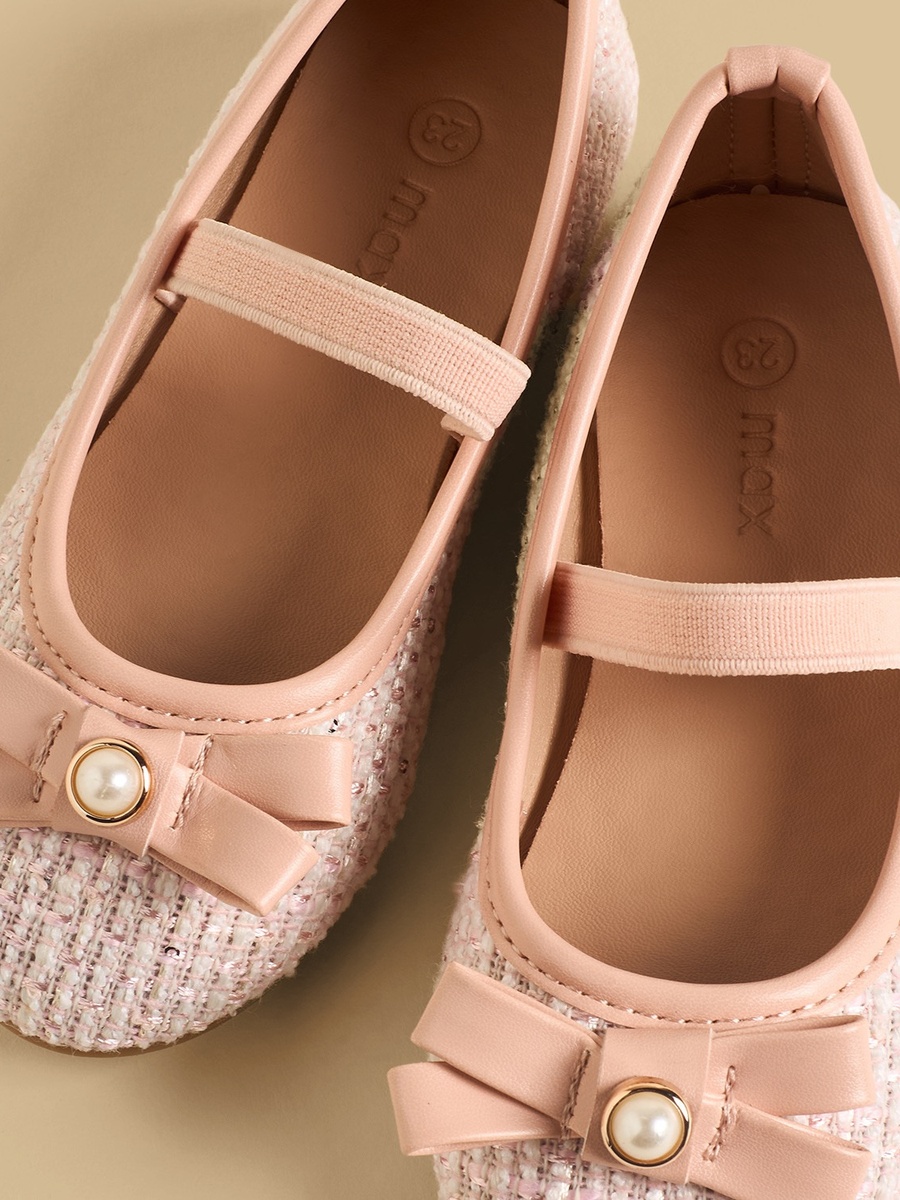 Bow Accent Ballerina Shoes with Elasticated Strap
