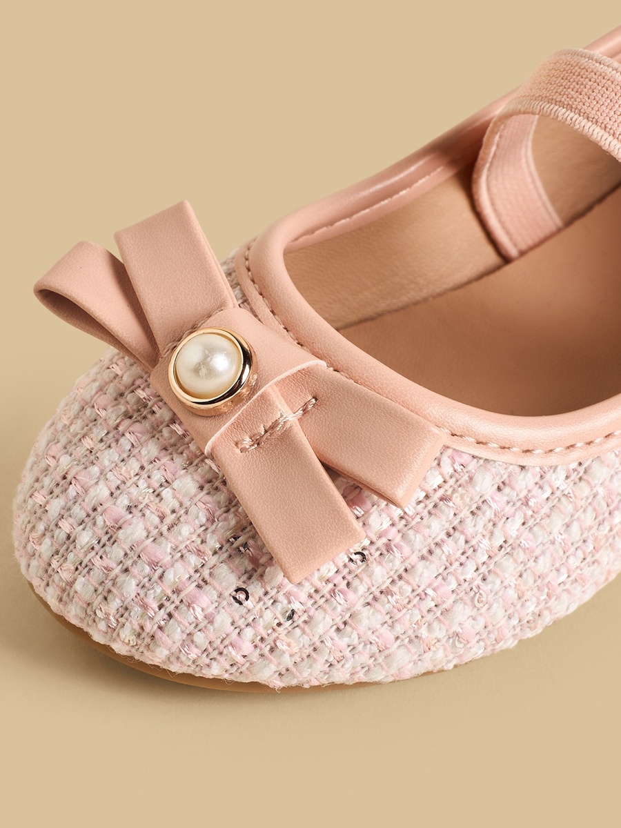 Bow Accent Ballerina Shoes with Elasticated Strap