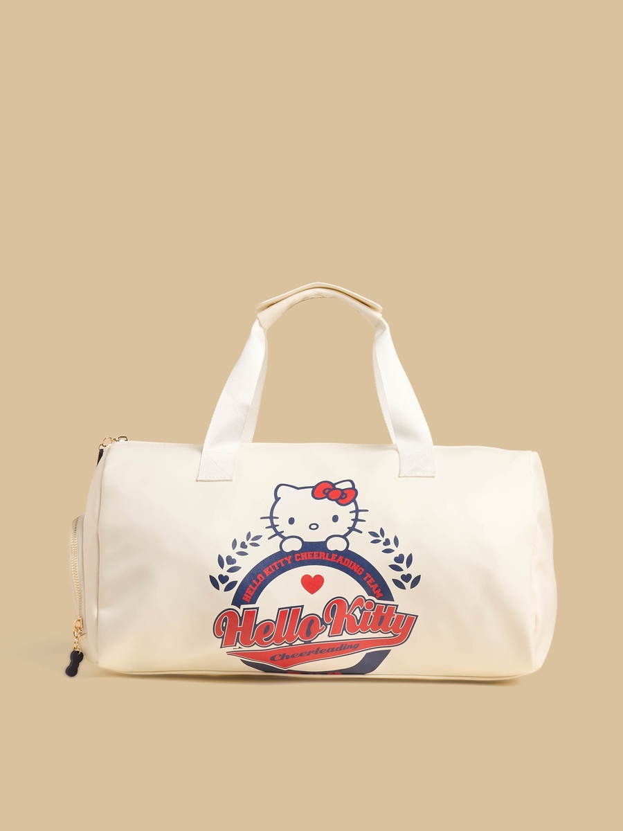 Hello Kitty Print Duffle Bag with Double Handles