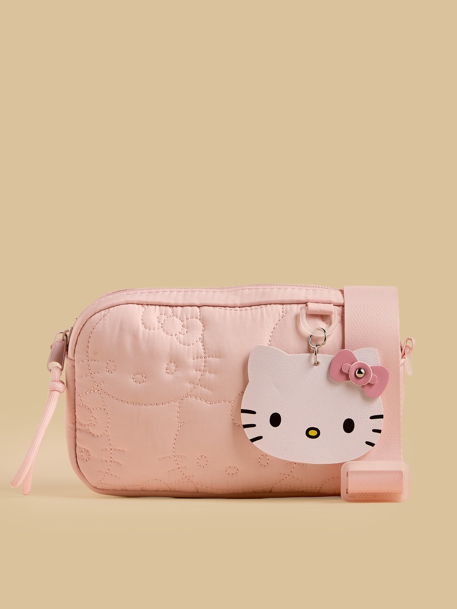 Hello Kitty Accent Crossbody Bag with Zip Closure