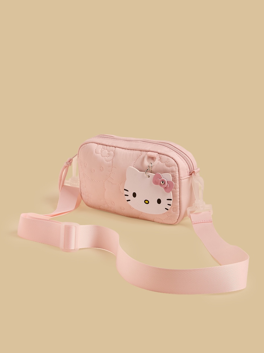 Hello Kitty Accent Crossbody Bag with Zip Closure