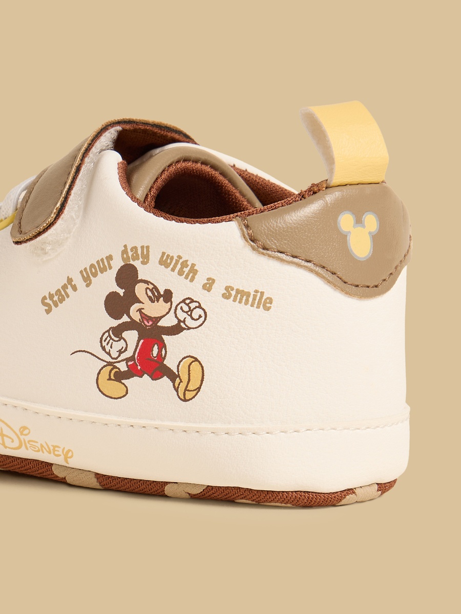Mickey Mouse Print Booties with Hook and Loop Closure