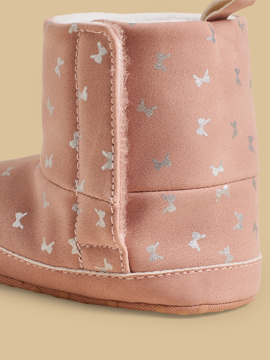 Bow Print Booties with Hook and Loop Closure