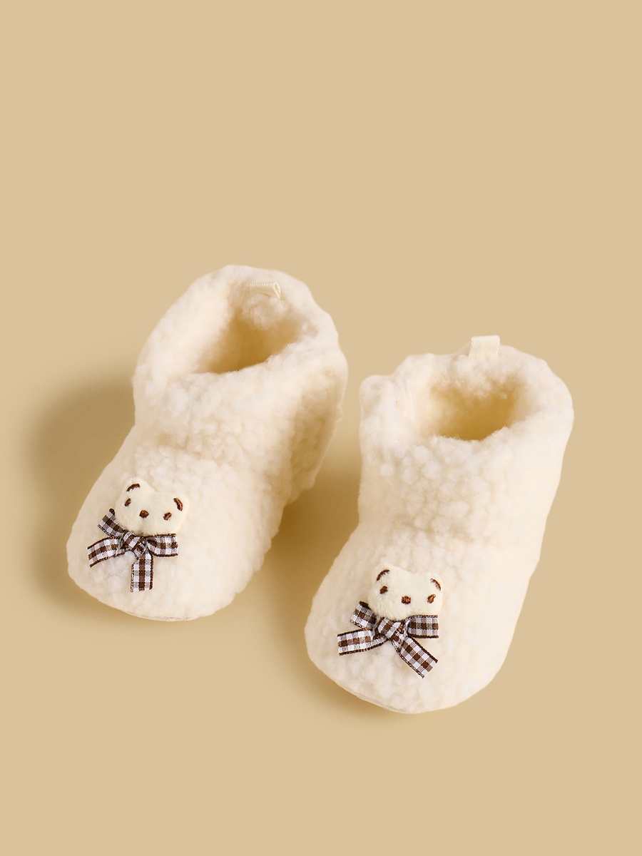 Bear Accent Booties with Hook and Loop Closure