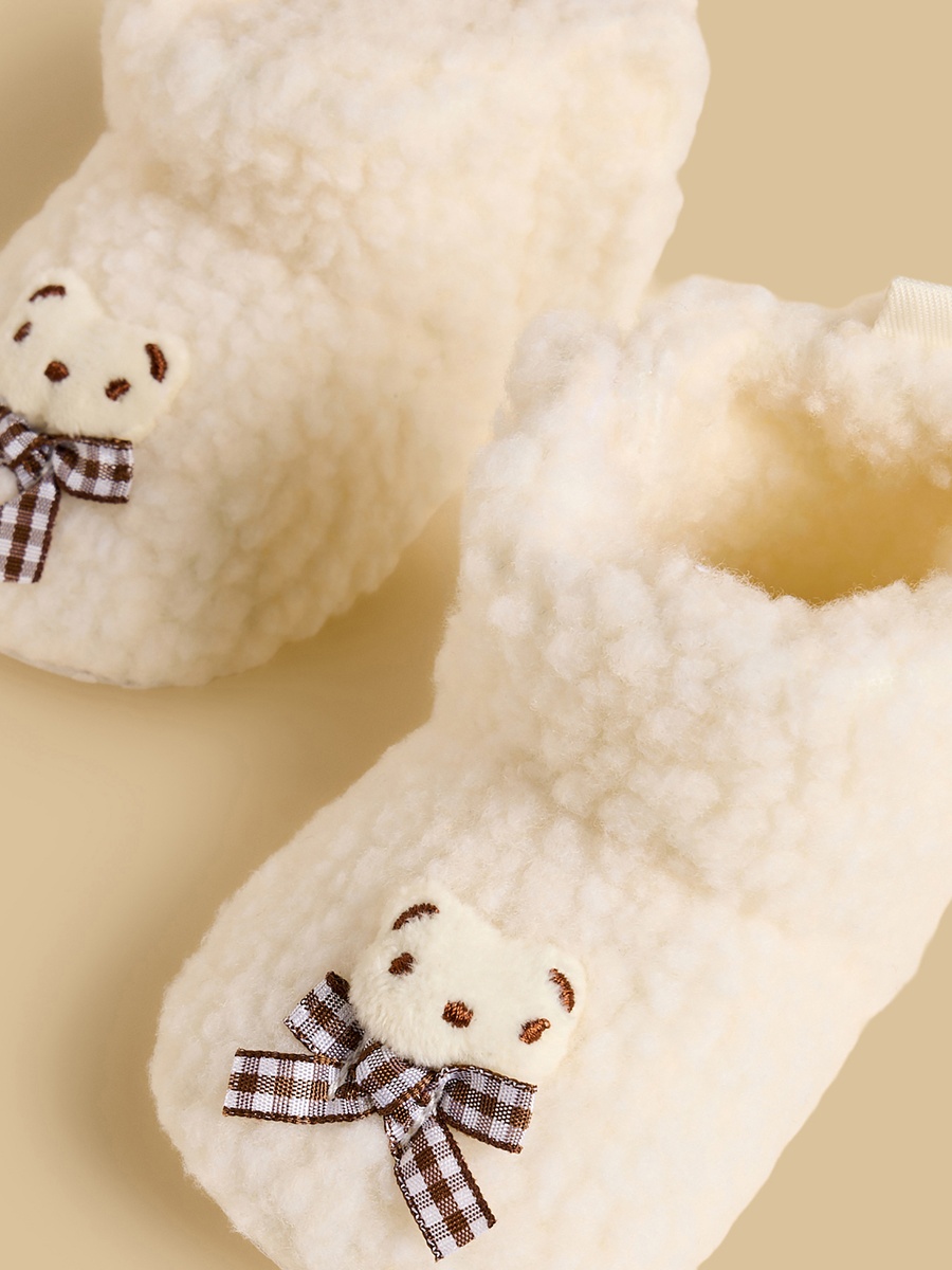 Bear Accent Booties with Hook and Loop Closure