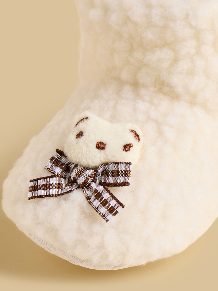 Bear Accent Booties with Hook and Loop Closure
