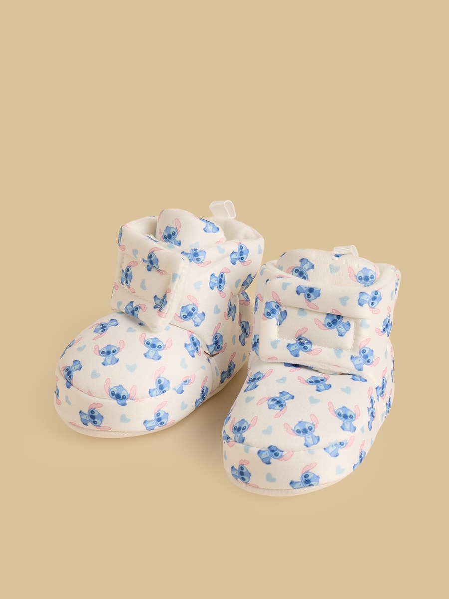 Stitch Print Booties with Hook and Loop Closure