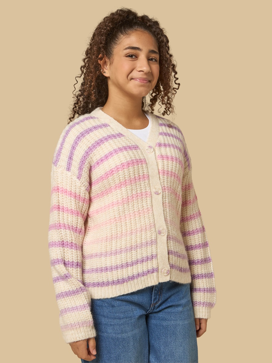 Striped V Neck Cardigan