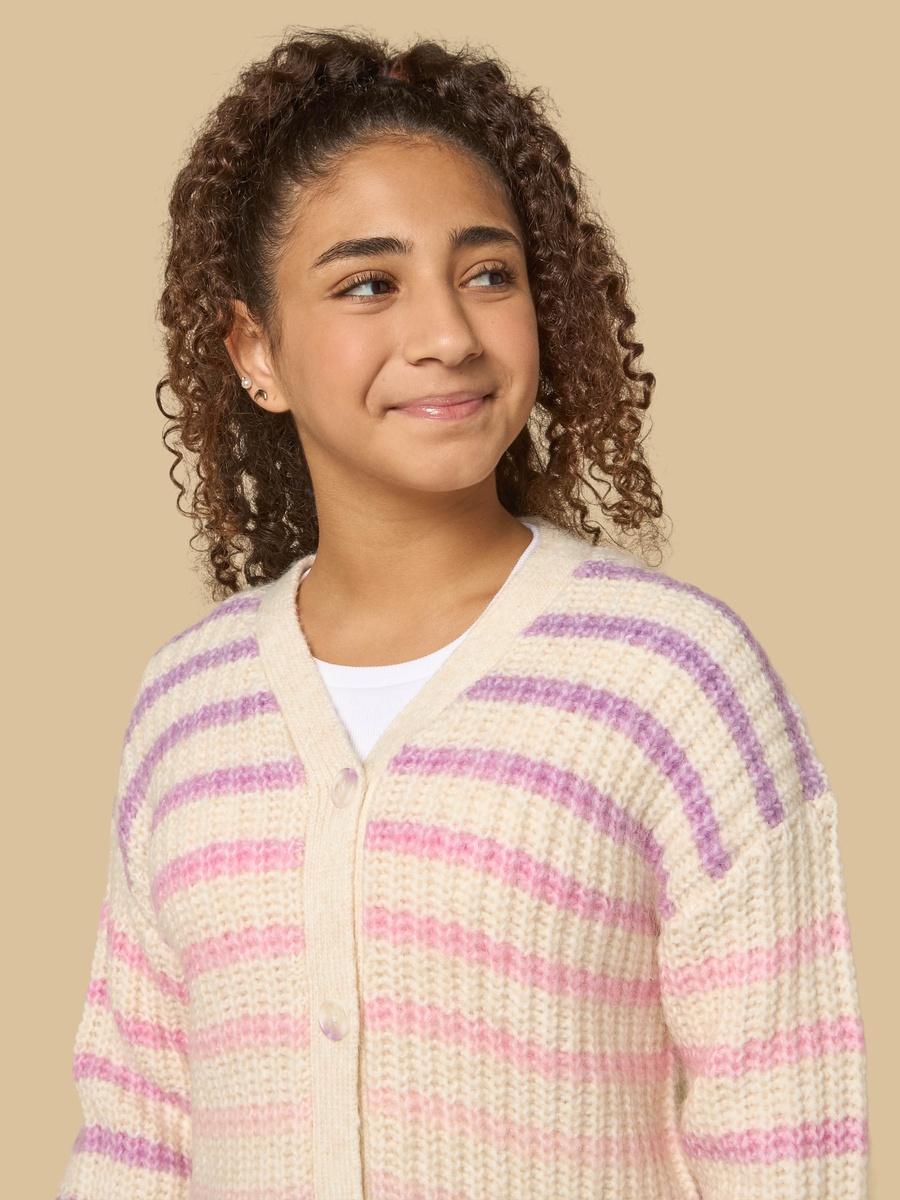 Striped V Neck Cardigan