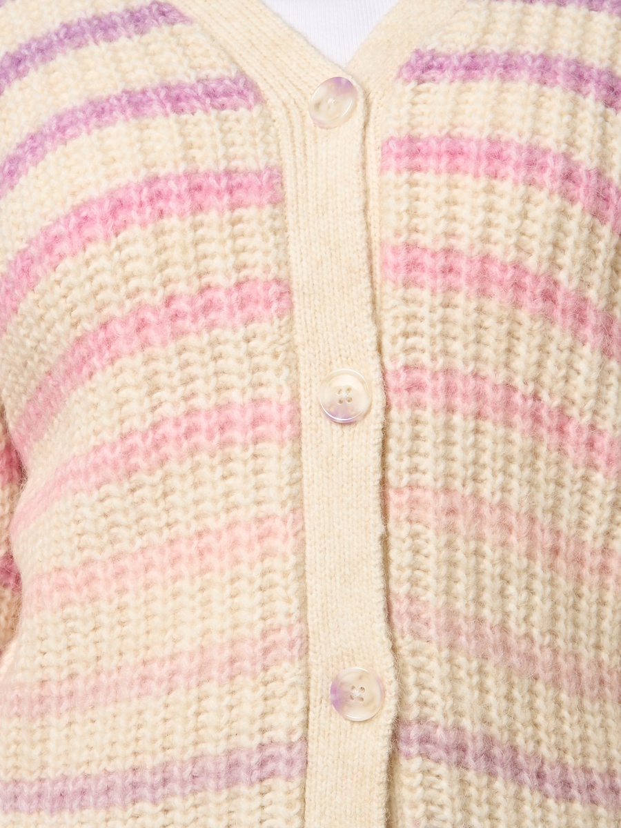 Striped V Neck Cardigan
