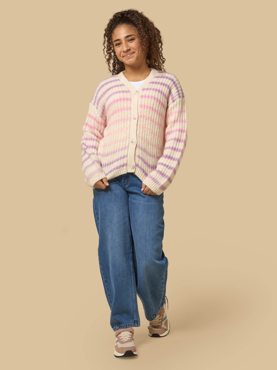 Striped V Neck Cardigan