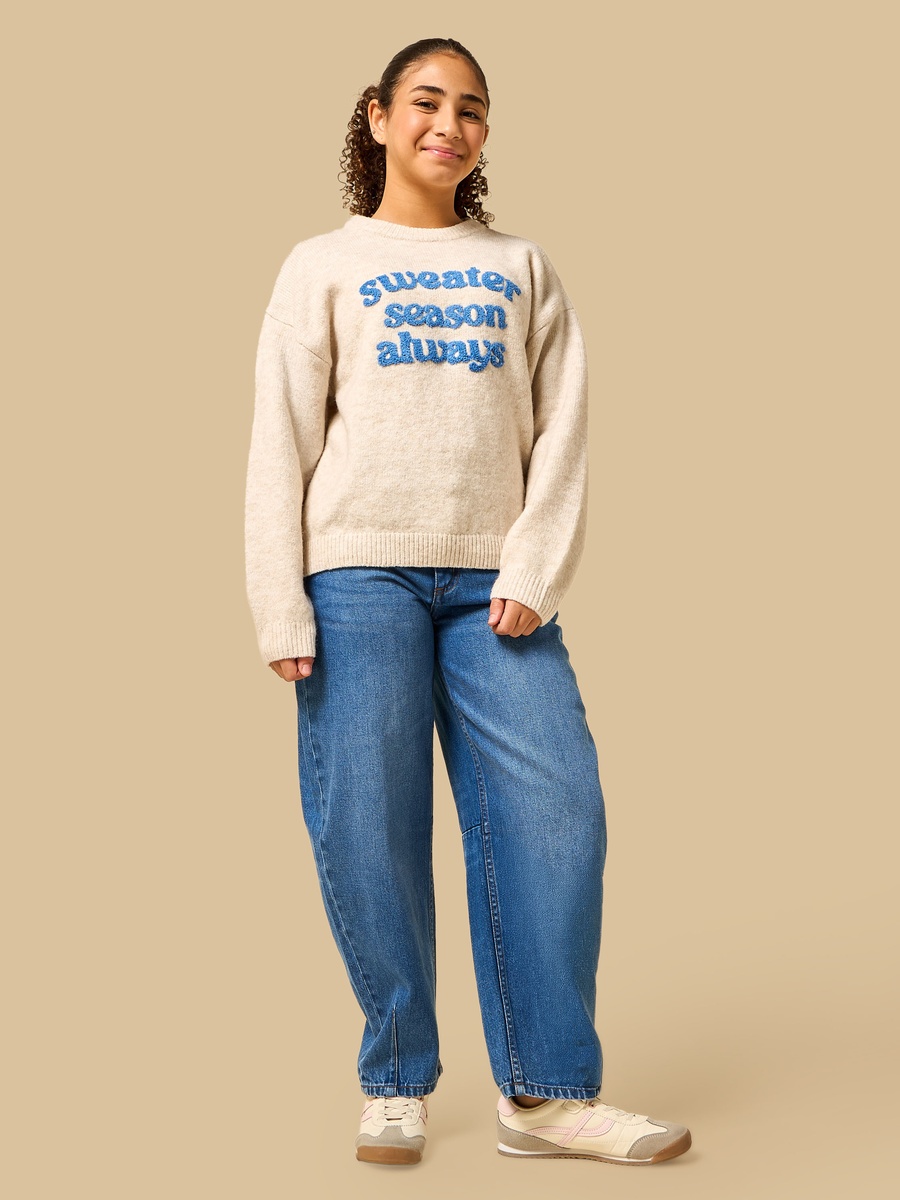 Typographic Embroidered Oversized Sweater