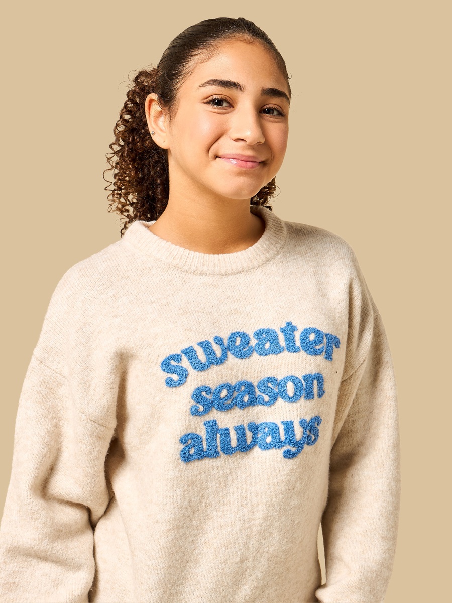 Typographic Embroidered Oversized Sweater