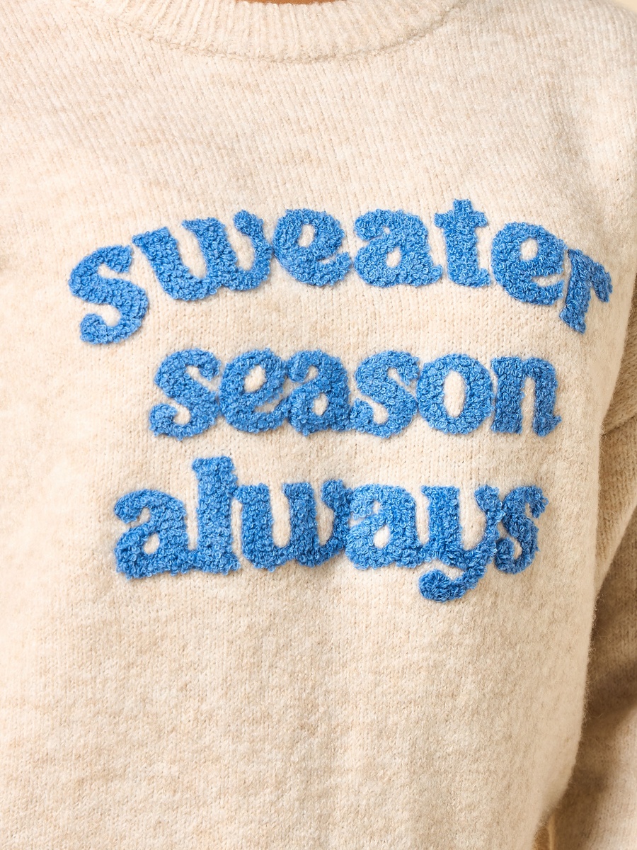 Typographic Embroidered Oversized Sweater