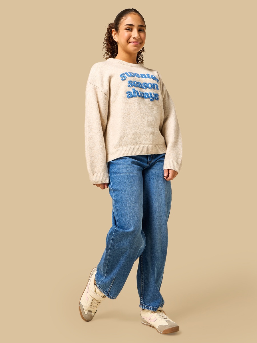 Typographic Embroidered Oversized Sweater