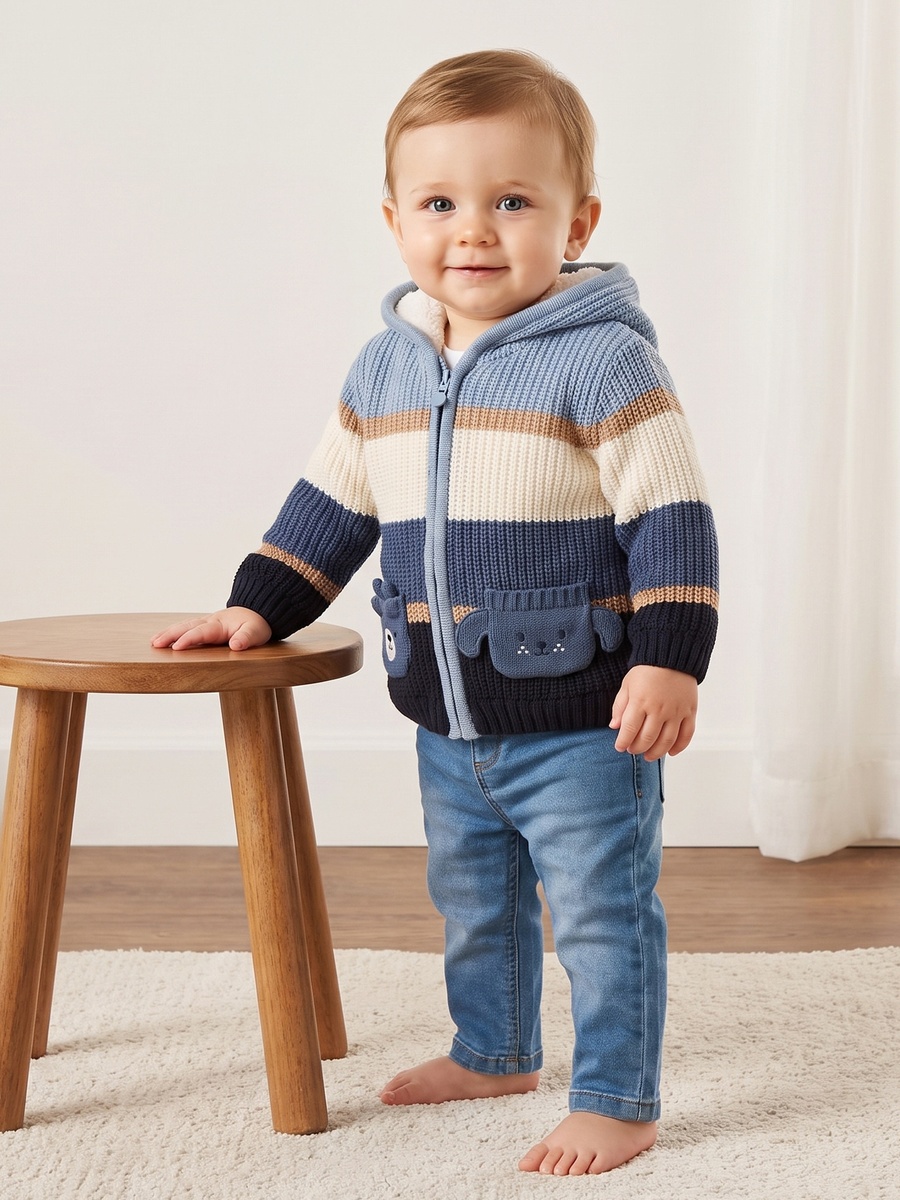 Striped Zip Through Cardigan