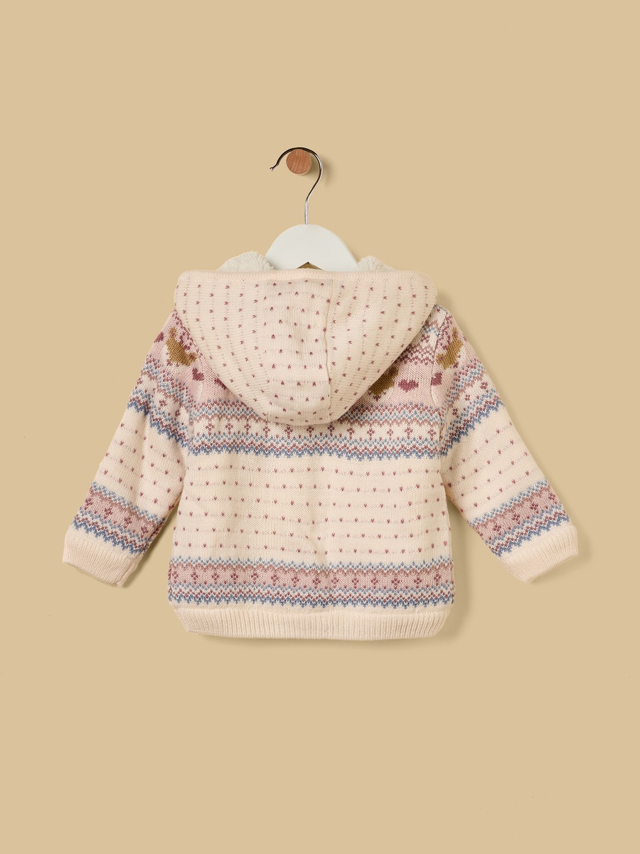 Fur-Lined ZipThrough Sweater with Hood