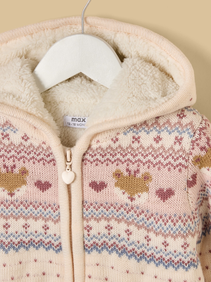 Fur-Lined ZipThrough Sweater with Hood