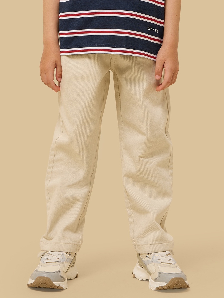 Striped T-Shirt with Denim Shirt and Trousers