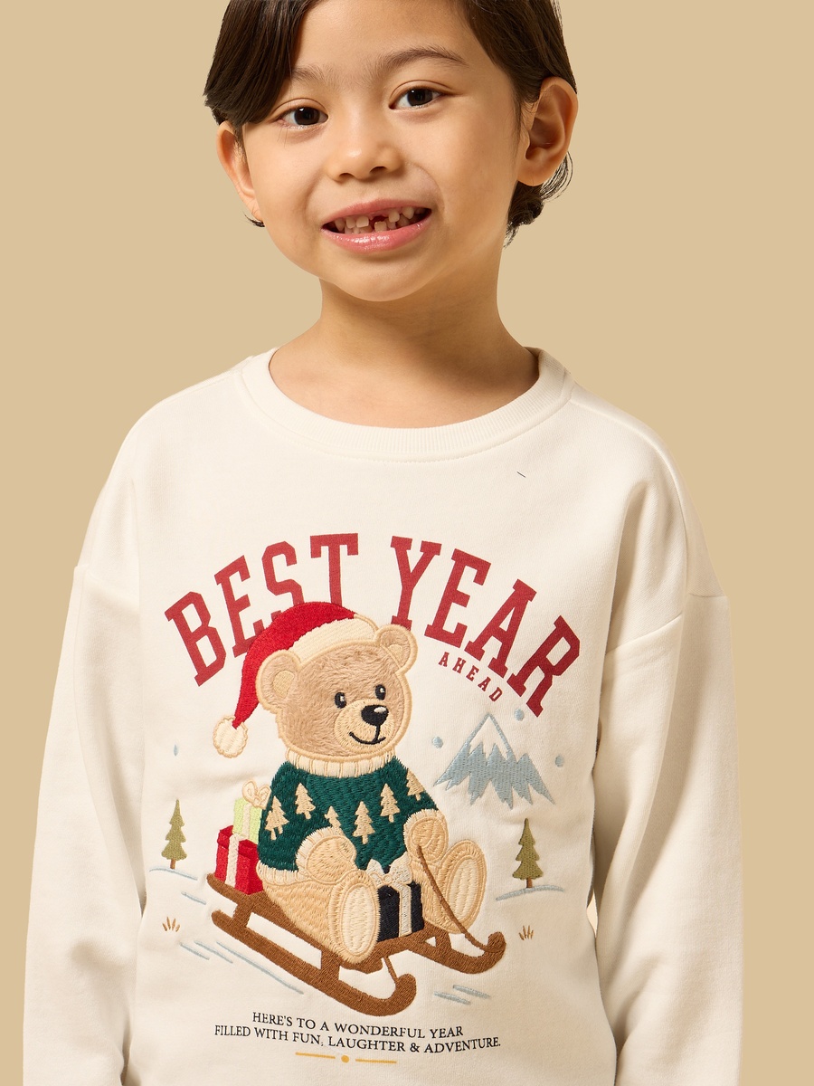 Teddy Bear Applique Sweatshirt and Joggers Set