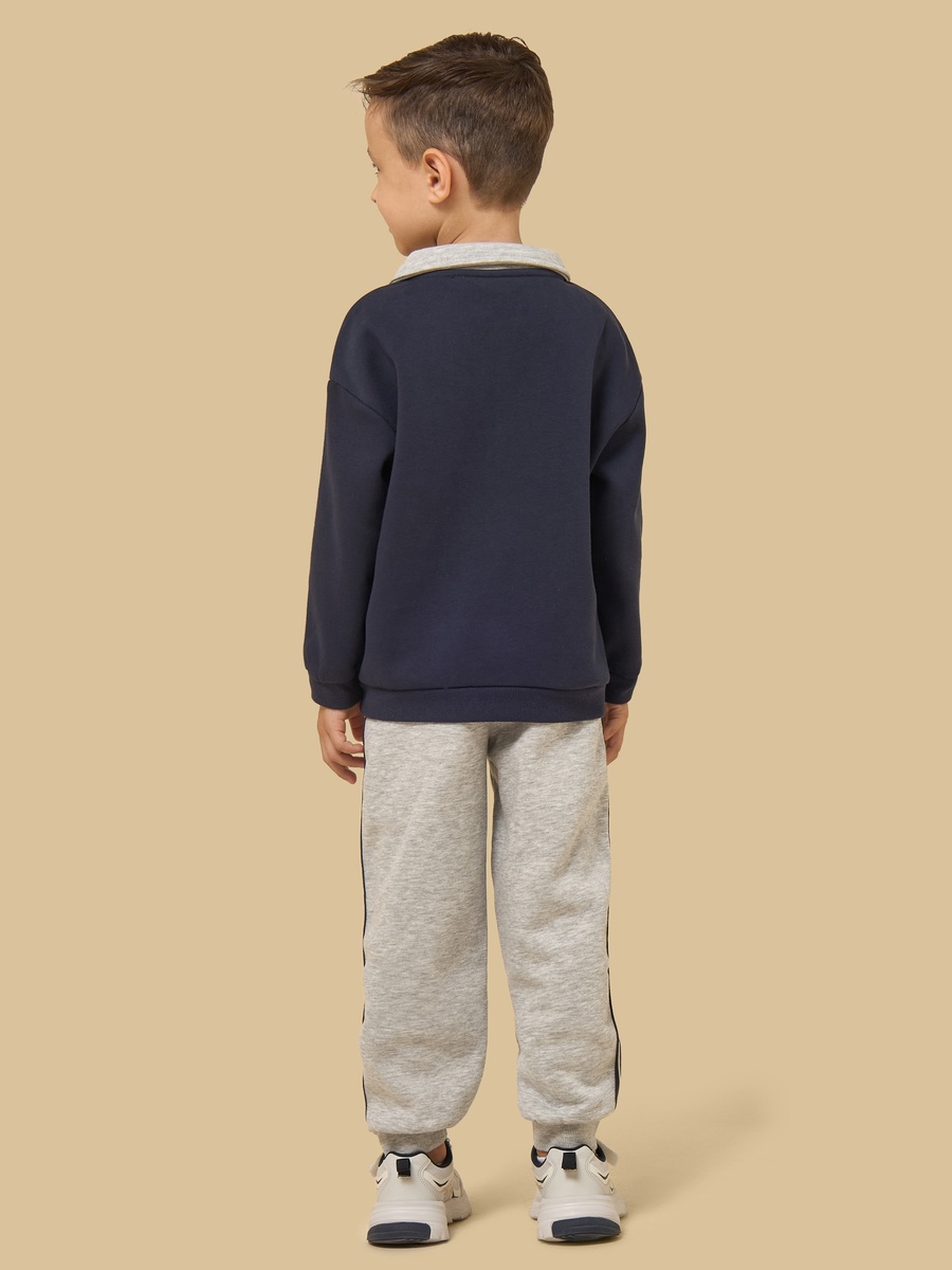 Typographic Applique Collared Sweatshirt and Joggers Set
