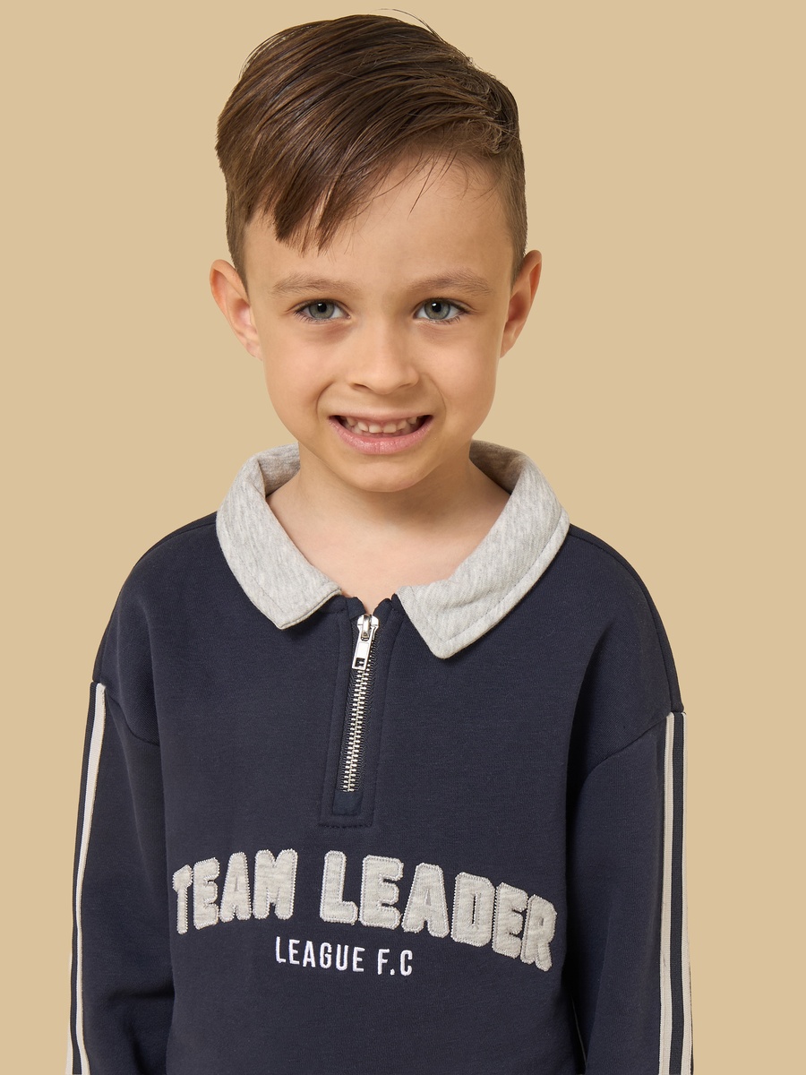 Typographic Applique Collared Sweatshirt and Joggers Set