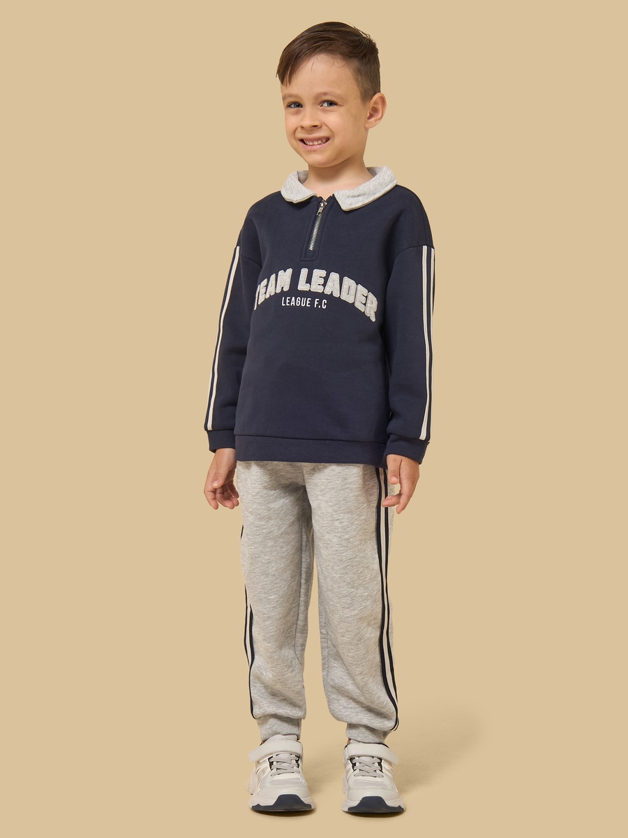 Typographic Applique Collared Sweatshirt and Joggers Set