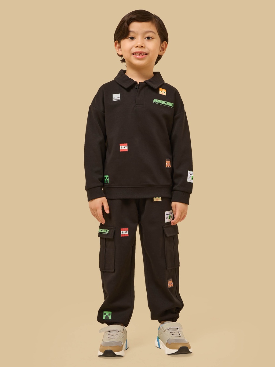 Minecraft Print Collared Sweatshirt and Joggers Set