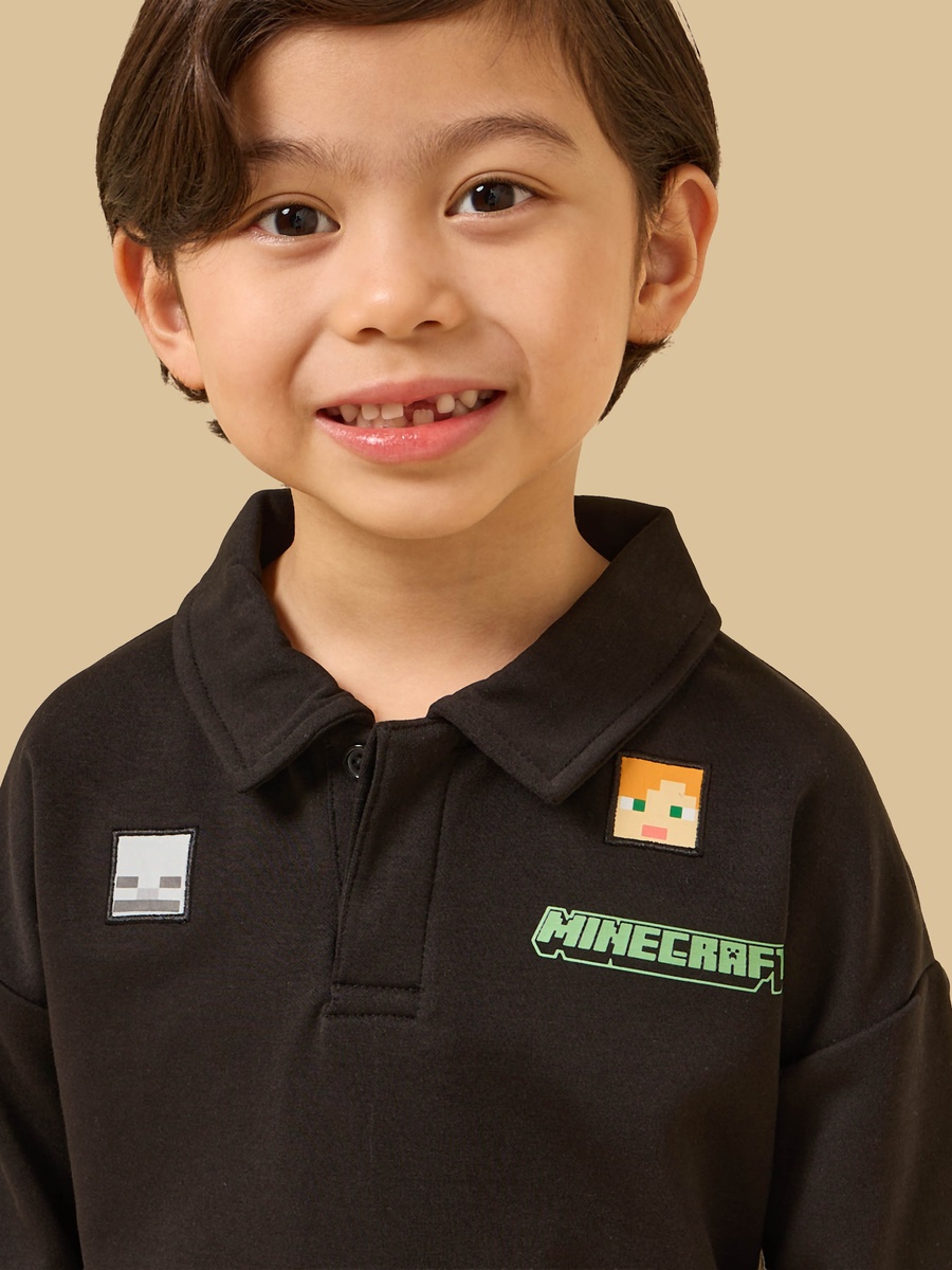 Minecraft Print Collared Sweatshirt and Joggers Set