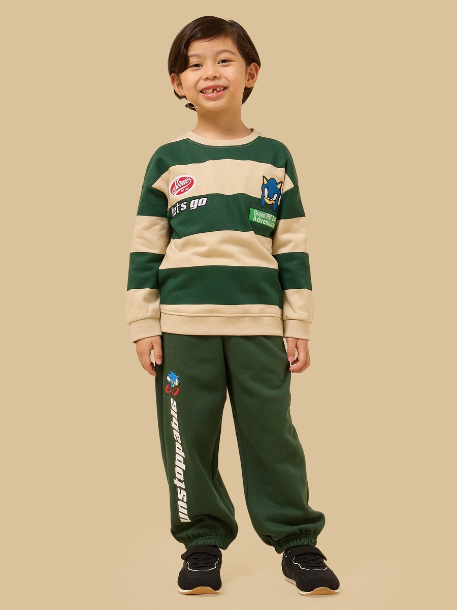 Sonic Print Cotton Sweatshirt and Joggers Set