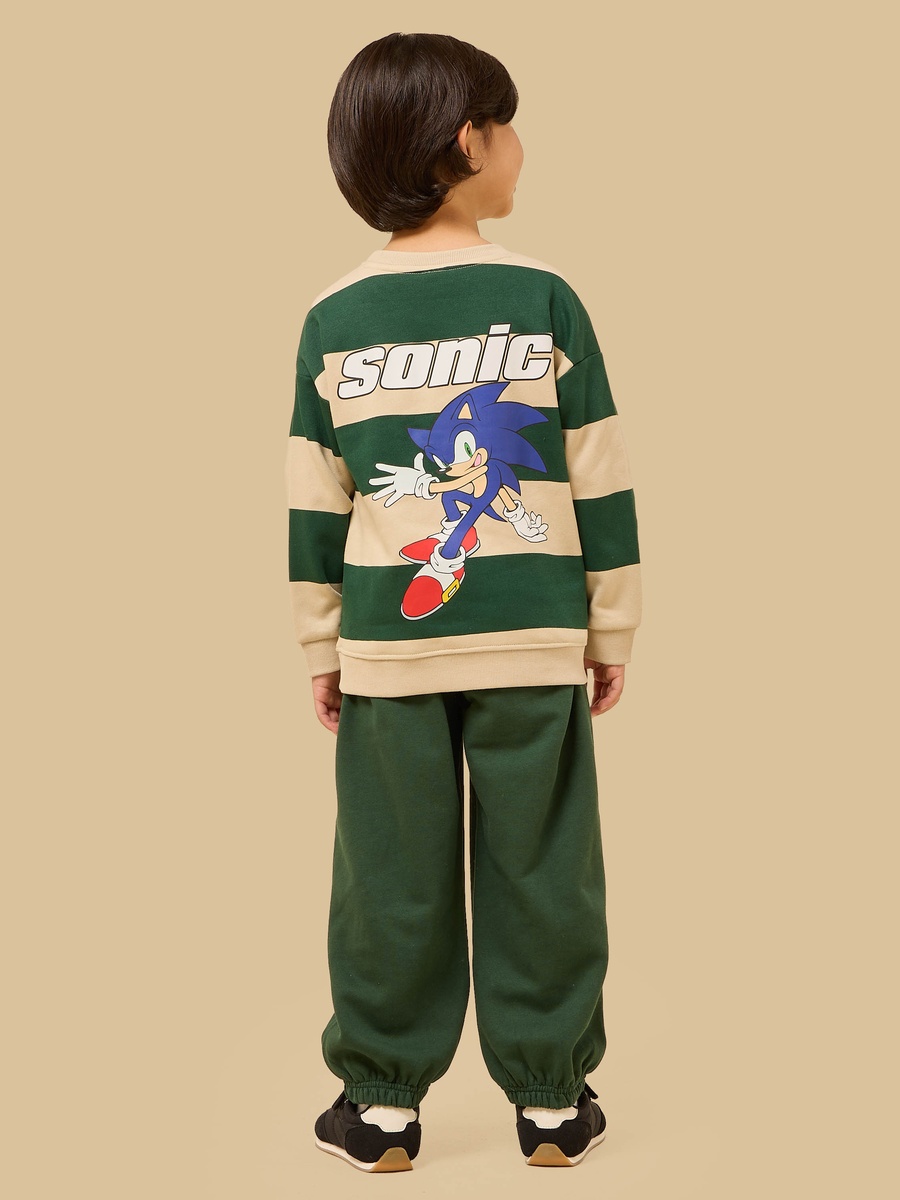 Sonic Print Cotton Sweatshirt and Joggers Set