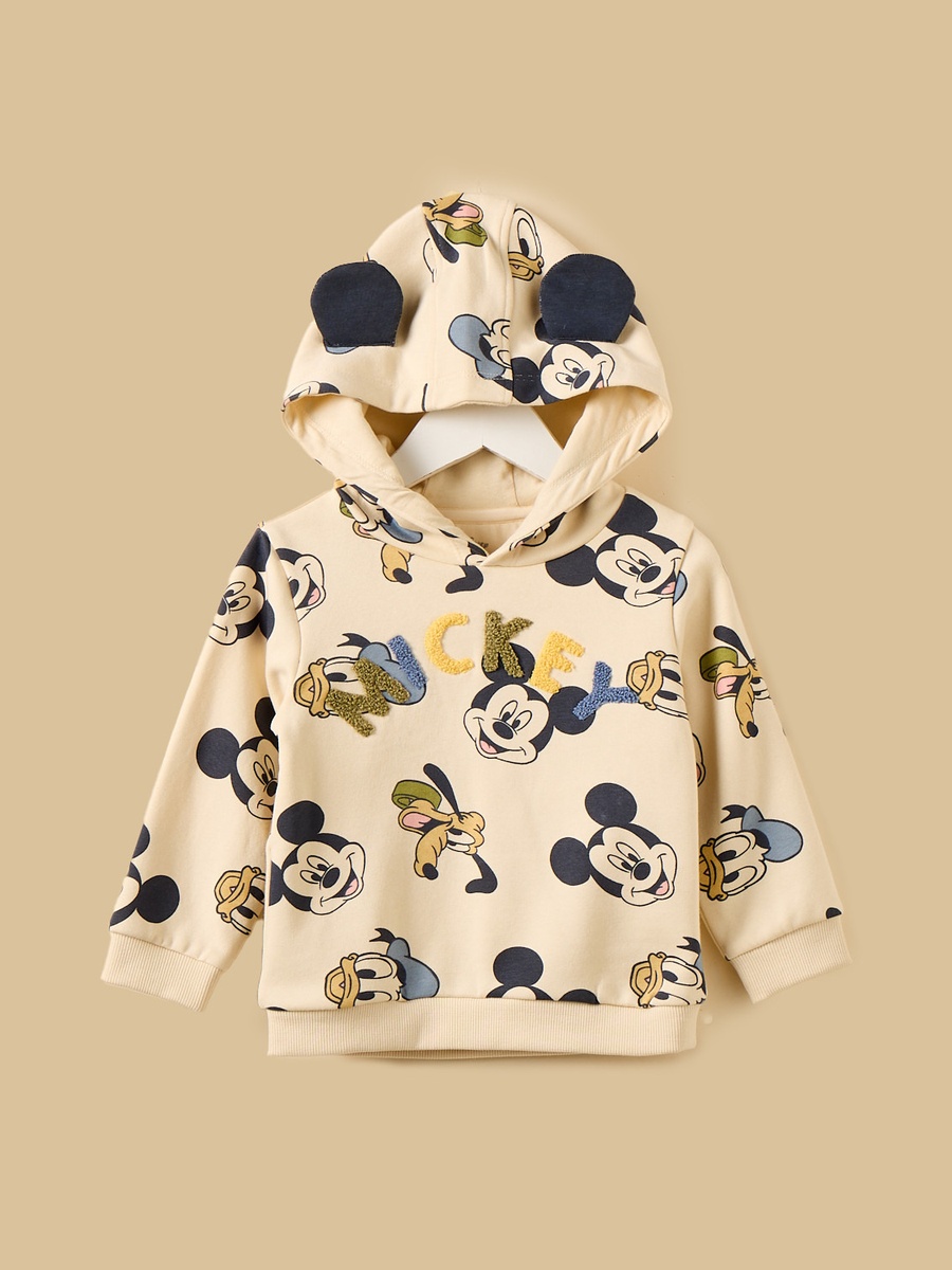 Mickey Mouse Print Hooded Sweatshirt and Joggers Set