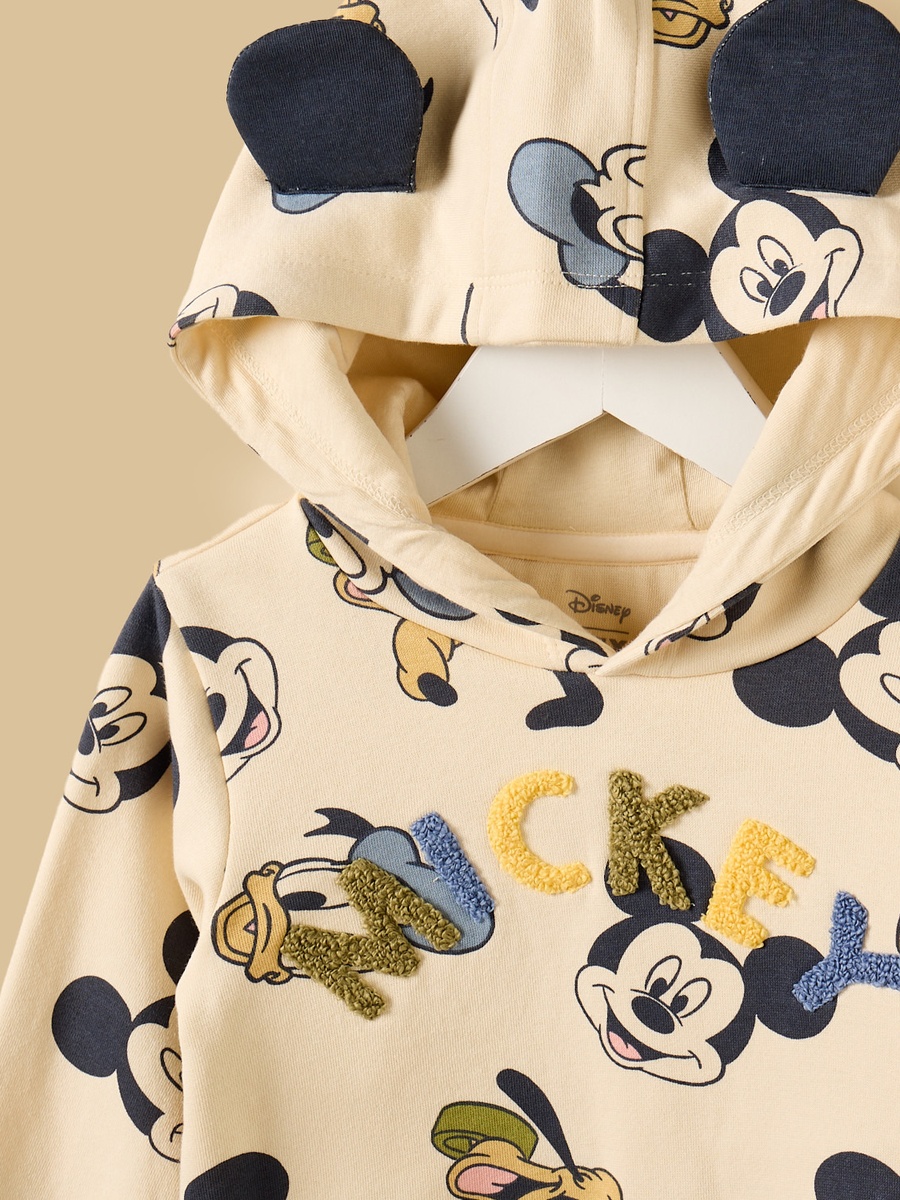 Mickey Mouse Print Hooded Sweatshirt and Joggers Set