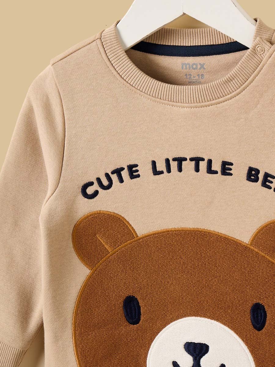 Bear Applique Sweatshirt and Joggers Set