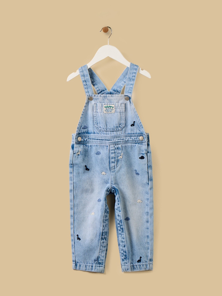 Dinosaur Print T-Shirt and Denim Dungaree Set
