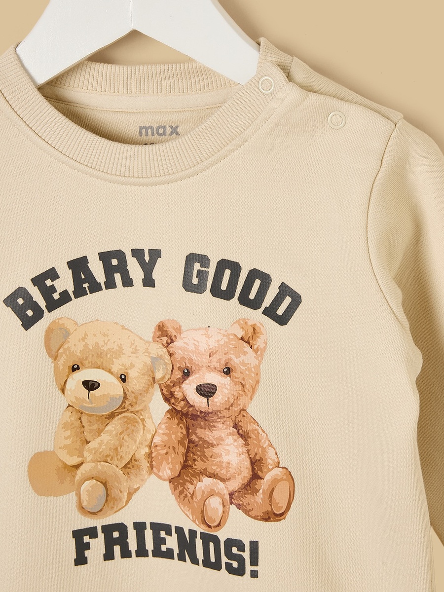 Bear Print Sweatshirt and Joggers Set