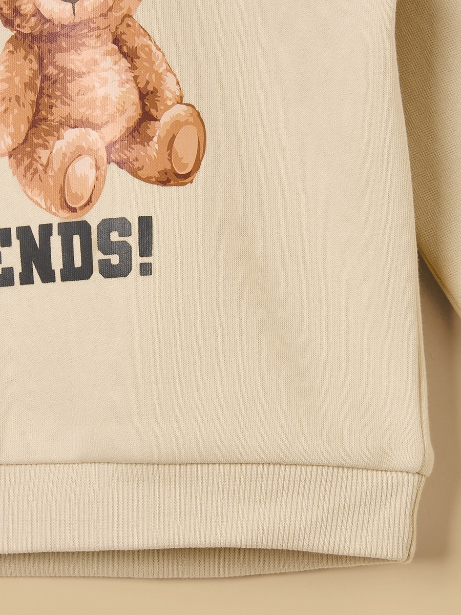 Bear Print Sweatshirt and Joggers Set