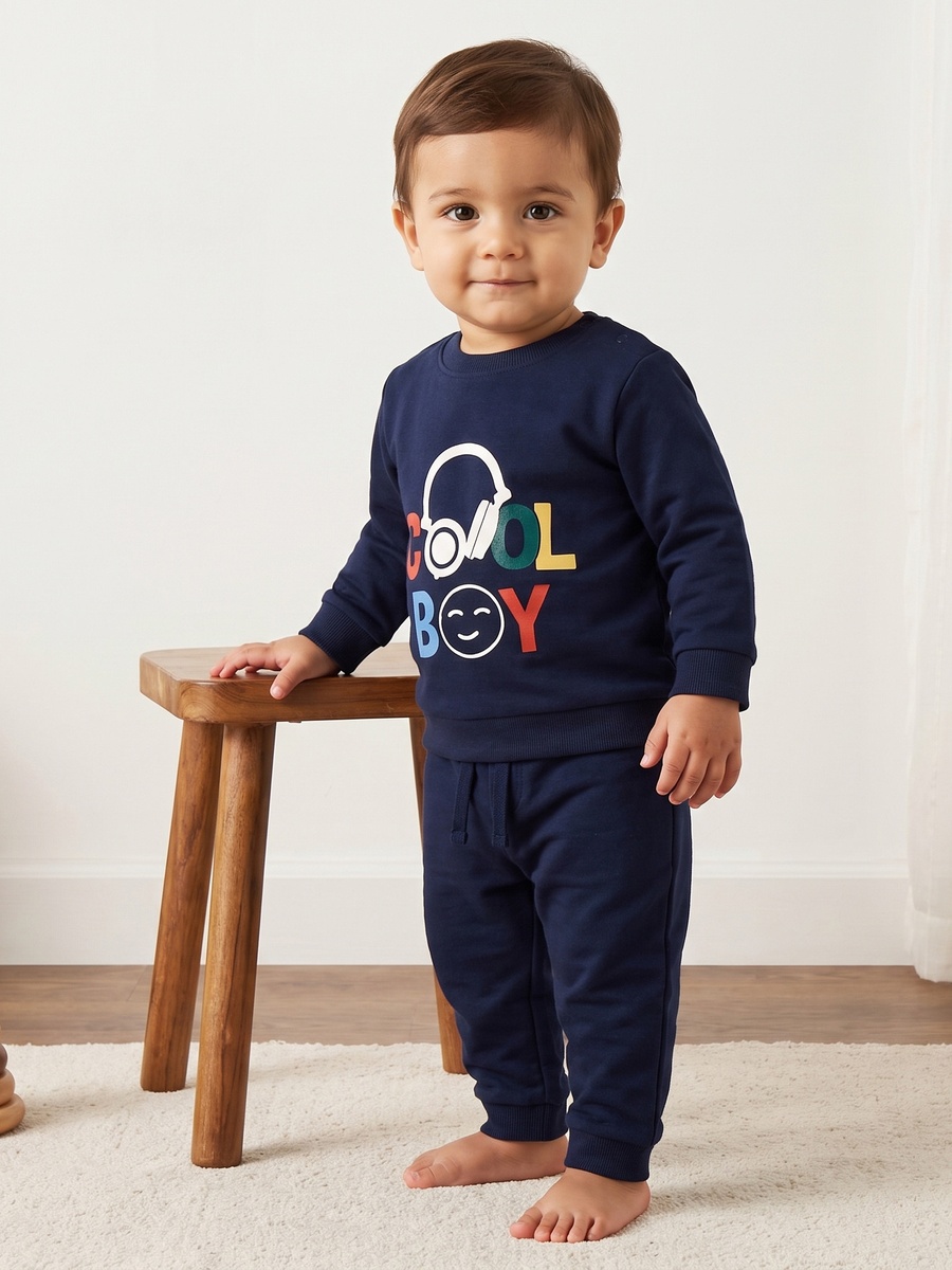 Cool Boy Print Sweatshirt and Joggers Set