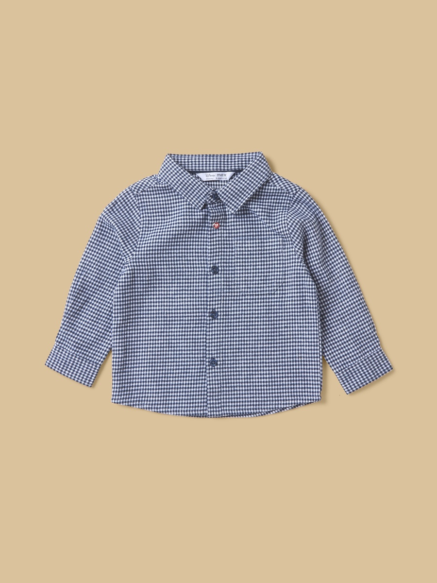 Mickey Mouse Print T-Shirt with Checked Shirt and Jeans