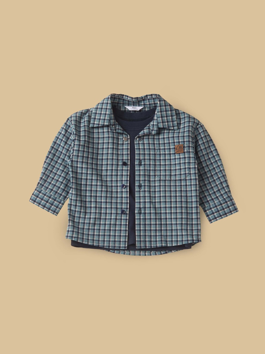 Checked Cotton Shirt with T-Shirt and Joggers