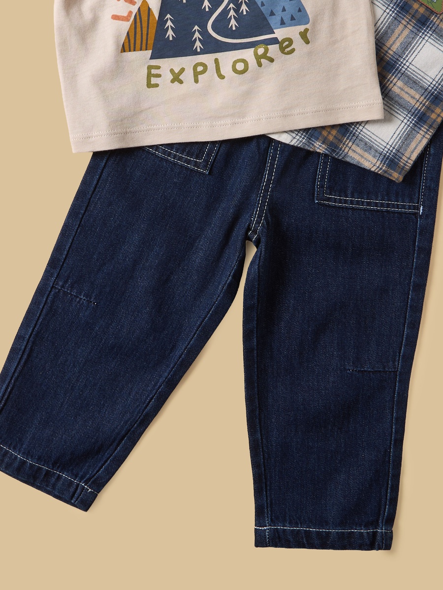 Checked Flannel Shirt with T-Shirt and Jeans