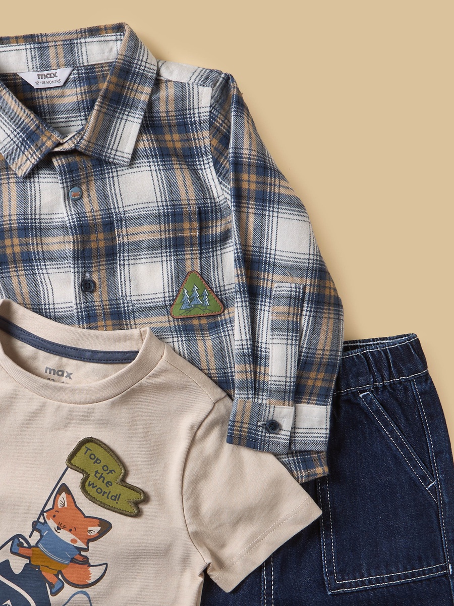 Checked Flannel Shirt with T-Shirt and Jeans
