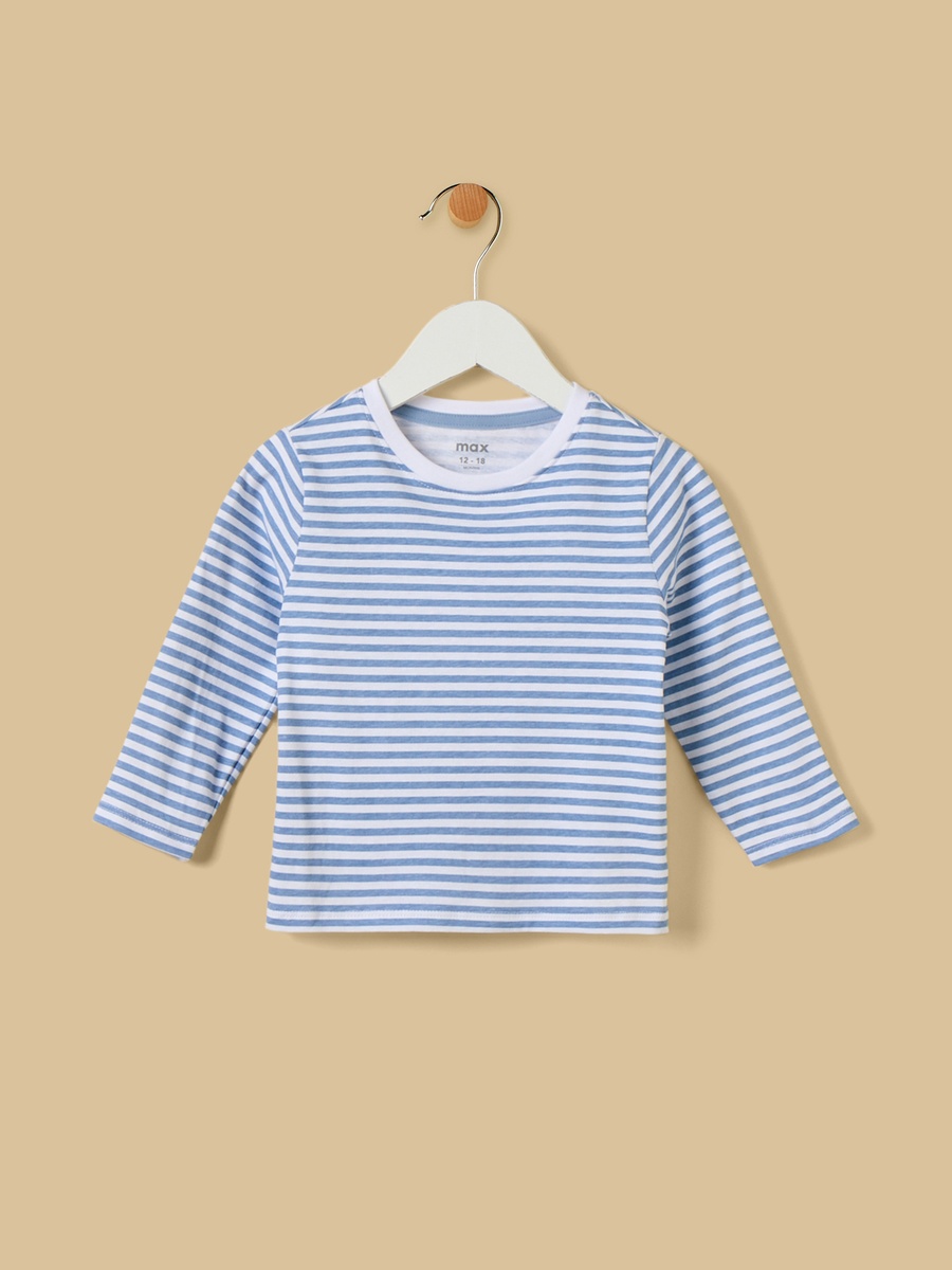 Striped T-Shirt and Embroidered Denim Dungaree Set