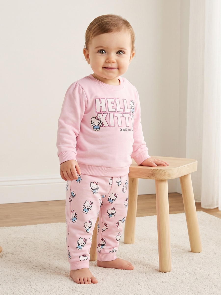 Hello Kitty Print Sweatshirt and Joggers Set