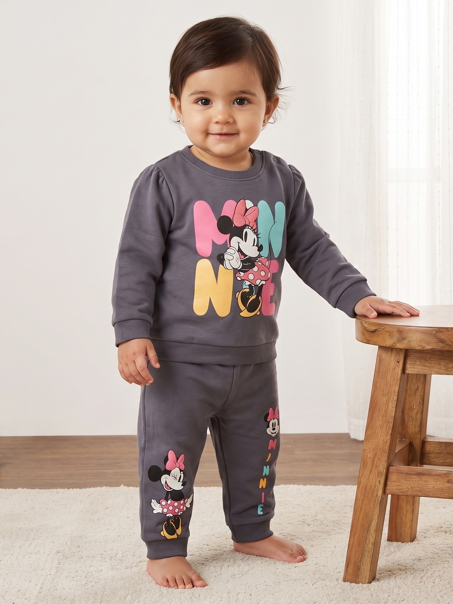 Minnie Mouse Print Cotton Sweatshirt and Joggers Set