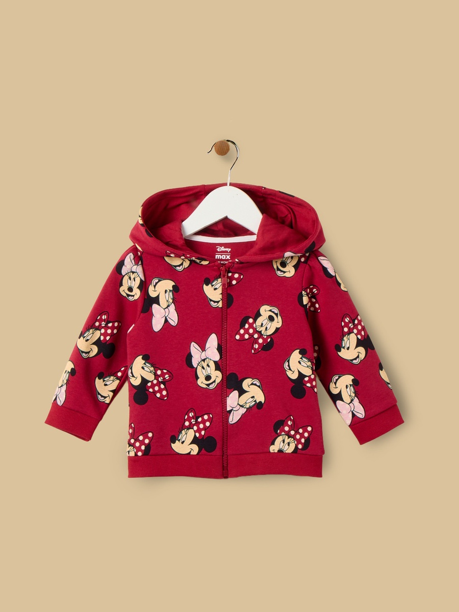 Minnie Mouse Print Cotton Zip Through Hoodie and Joggers Set